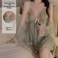 Pure Want To Gather And Chest Pad Nightdress Outerwear Gown Suit