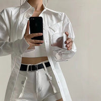 Slimming Figure-hugging Cotton Long-sleeve Shirt