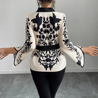 Womens Elegant V-Neck Top With Floral Print