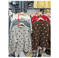Solid Color Polka Dot Pullover Women's Sweater