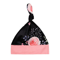 Letter Printing Romper Flower Trousers Hat Three-piece Set