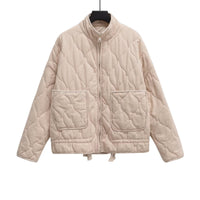 Womens Solid-Color Cotton Coat For FallWinter With Lacing