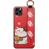 Lucky Cat Phone Case with Hand Strap and Key Chain