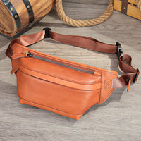 Full-grain Leather Casual Waist Bag, Genuine Leather Shouldercrossbody Bag