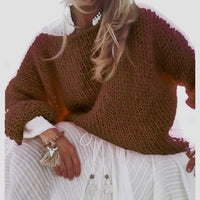Womens Fashionable Loose Casual Knitted Sweater