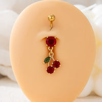 Special Interest Light Luxury High-grade Zircon Cherry Belly Ring Pendant