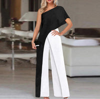 Women's Slimming Printed Fashion Color Contrast Jumpsuit