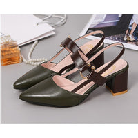 Women's Sandals Summer New Chunky Pointed Toe Hollow High Heel