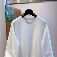 White Lace Patchwork Puff Sleeve Long Sleeve Women's Spring