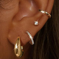 18K Solid Gold Copper Earrings With Zirconia Setting