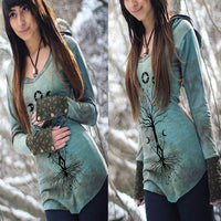 Women's Retro Tree Of Life Printed Long Sleeve