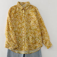 Floral French Artistic Yellow Printings Shirt
