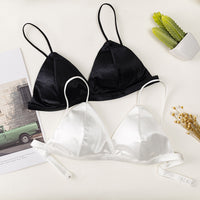 Satin Triangle Cup, String Deep V Sling, Adjustable Shoulder Strap Bra