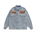 Washed Denim Coat Cartoon Animal Bear Embroidery