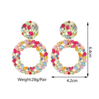 Luxury Elegant Two Tier Full Rhinestone Hollow Circle Statement Dangle Earrings For Women Party Prom Wedding Evening Daily Wear