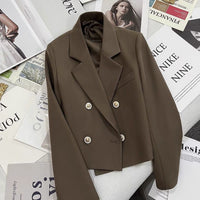 Solid-color  Slimming Short Blazer With Long Sleeves