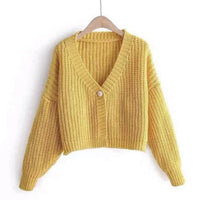 College Style Girls' Tops Loose Outer Wear Short Knitted Cardigan Sweater