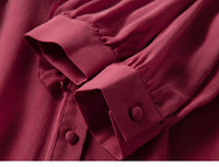 Heavy industry V-neck silk shirt with wooden ears