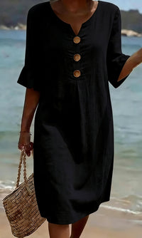 Summer Womens Solid Colored Cotton Dress
