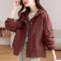 Thin Small Hooded Short Trench Coat