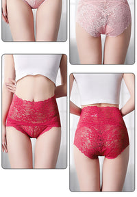 Lace High Waist  See-through Briefs For Ladies