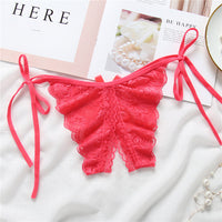 Lace-up thong lace lace-up panties
