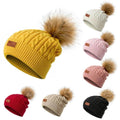 Cute wool ball knitted hat
