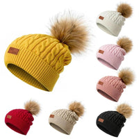 Cute wool ball knitted hat