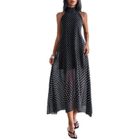 Women's Casual Holiday Polka-Dot Halter Dress