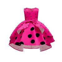 Girls' dress size wave dot retro princess dress