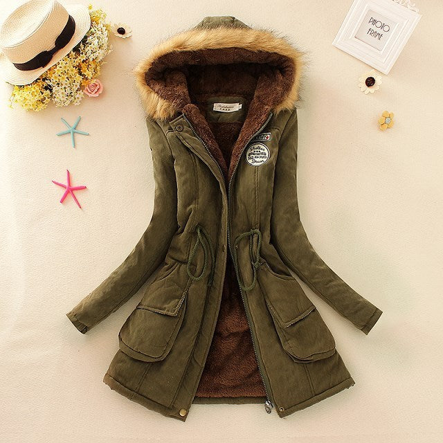 Autumn And Winter New Women's Plus Size Thickened Calibration Long-sleeved Hooded Lamb Wool Cotton-padded Jacket