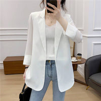 Women's Blazer Jacket Suit Coat Single-breasted Stand Collar Tops Slim Outerwear Temperament Office Jacket