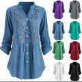 Women's Solid Color Casual Loose V-neck Shirt