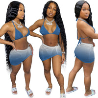 Fashion Sexy Summer Gradient Bikini Halterneck Swimsuit