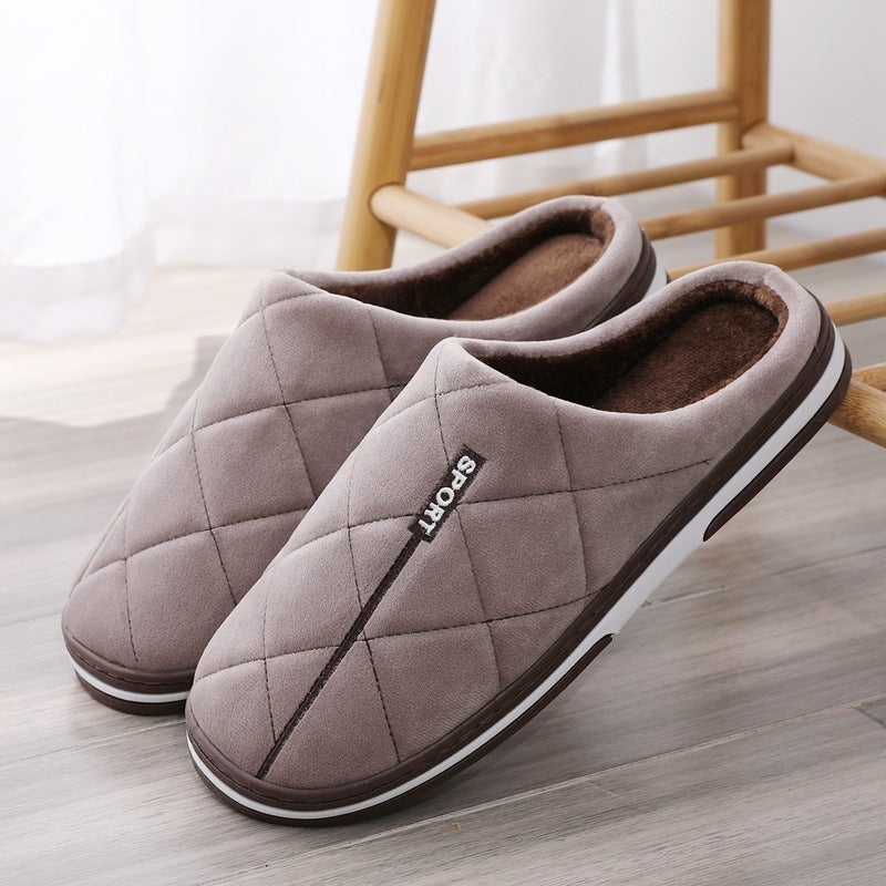 Men's Cotton Slippers Plus-sized Home Warm Platform Plus