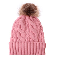Women's Solid Color Warm Hemp Pattern Knitted Wool Hat