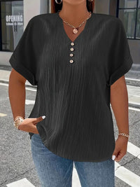 Summer Casual Women's Clothing Small V-neck Short-sleeve Top