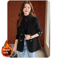 Lady Temperament Casual Gold Velvet Suit Top