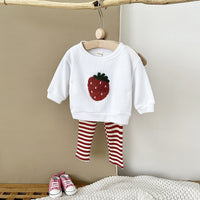 Newborn Fruit Embroidered Long Sleeve Knitted Trousers Two-piece Set