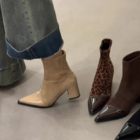 Womens Chunky-heel Skinny High-heeled Boots