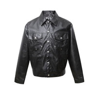 Spring New American Retro Short Wide Design Leather Jacket