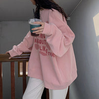 New American Style Loose Hoodie For Women Plus Size  Fleece-lined