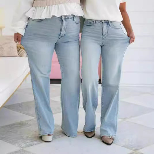 Light Blue High Waist Jeans American Style