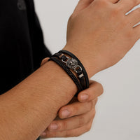 Tiger Head Multi-Layer Braided Leather Bracelet
