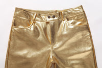 Bronzing Performance Costume Casual Pants Men's Leather