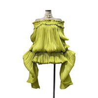 Elegant Off-the-shoulder Short Skirt With Fluttering Straps And A Tie-detail Design