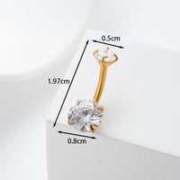 Stainless Steel Body Piercing Jewelry Inner Teeth Zircon Belly Nail Belly Button Ring