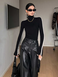 Women's Contrast Color Turtleneck Sweater Inner Bottoming Sweater