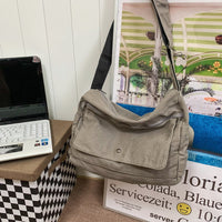 Washed Canvas Draping Women's Artistic Casual Crossbody Bag