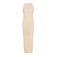 Long Sleeve Short Round Neck Hollow Out Knitwear Dress Vest Shorts